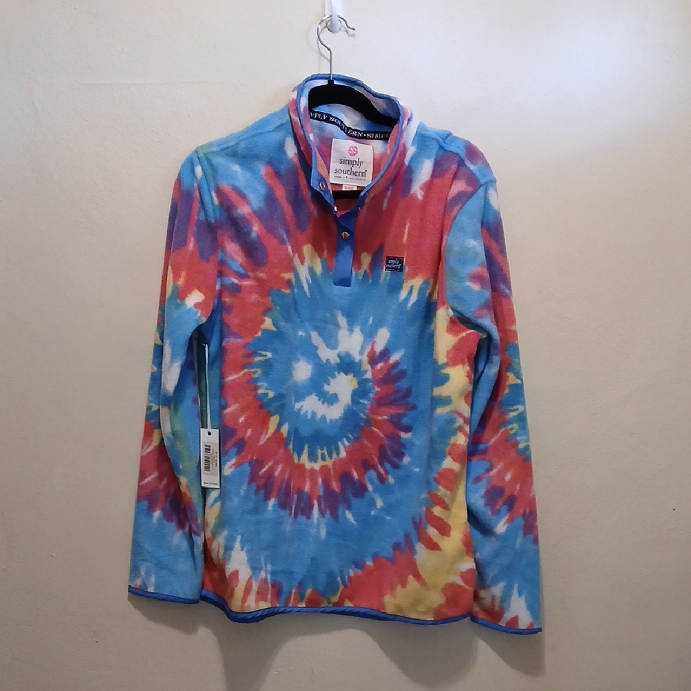 Simply Southern Tie-Dye Long Sleeve Top - Blue, Red, Yellow
